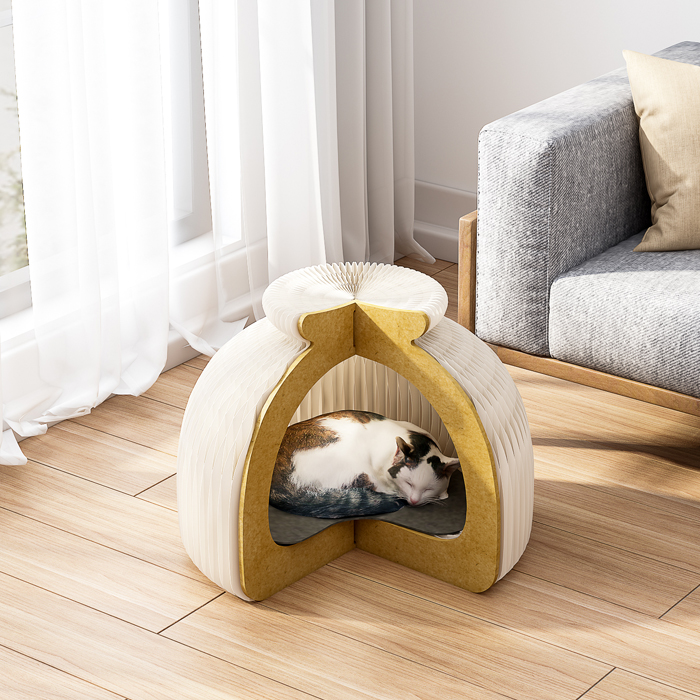 Accordion Foldable Paper Cat House